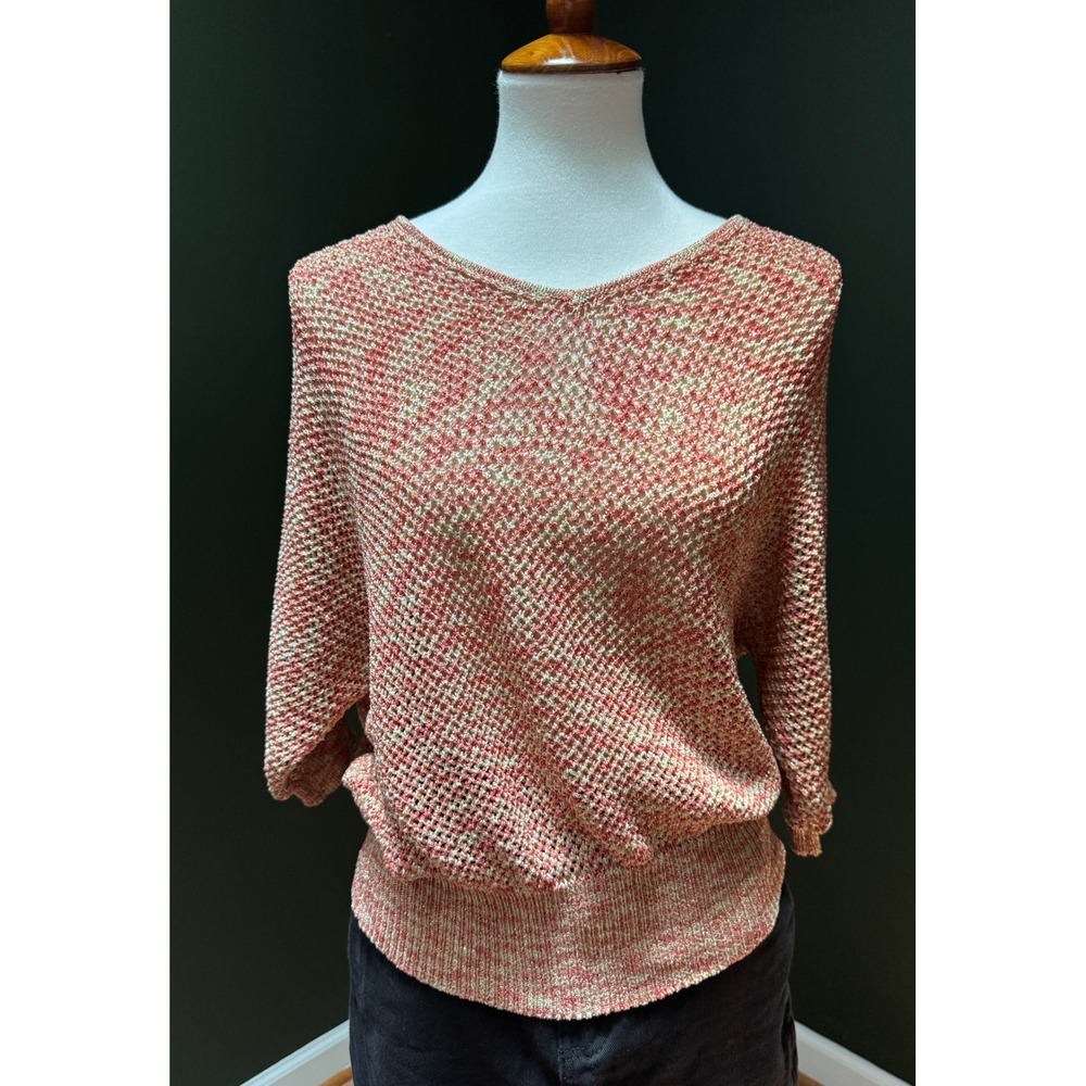 Lane Bryant Orange & Metallic Knit Dolman Sleeve V Neck Sweater Women's 14/16